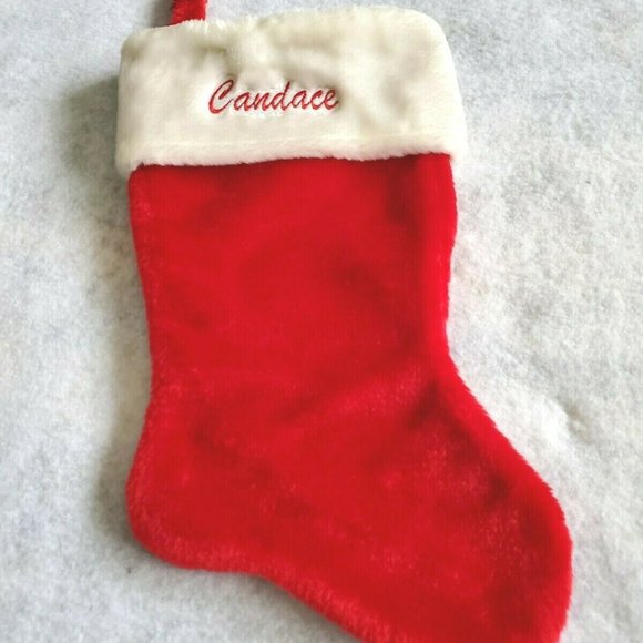 Other - "Candace" Monogram Red and White Hanging Christmas Stocking 15" VGUC